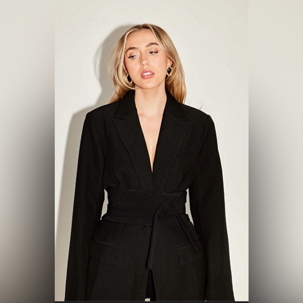 Odd Muse Black Blazer with Tie Waist